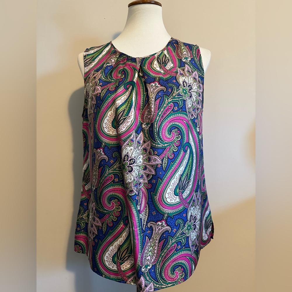 Talbots Silk Paisley Print Sleeveless Blouse
